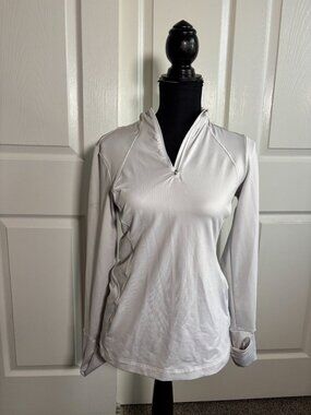 Athleta white long sleeve half-zip athletic top (size S)